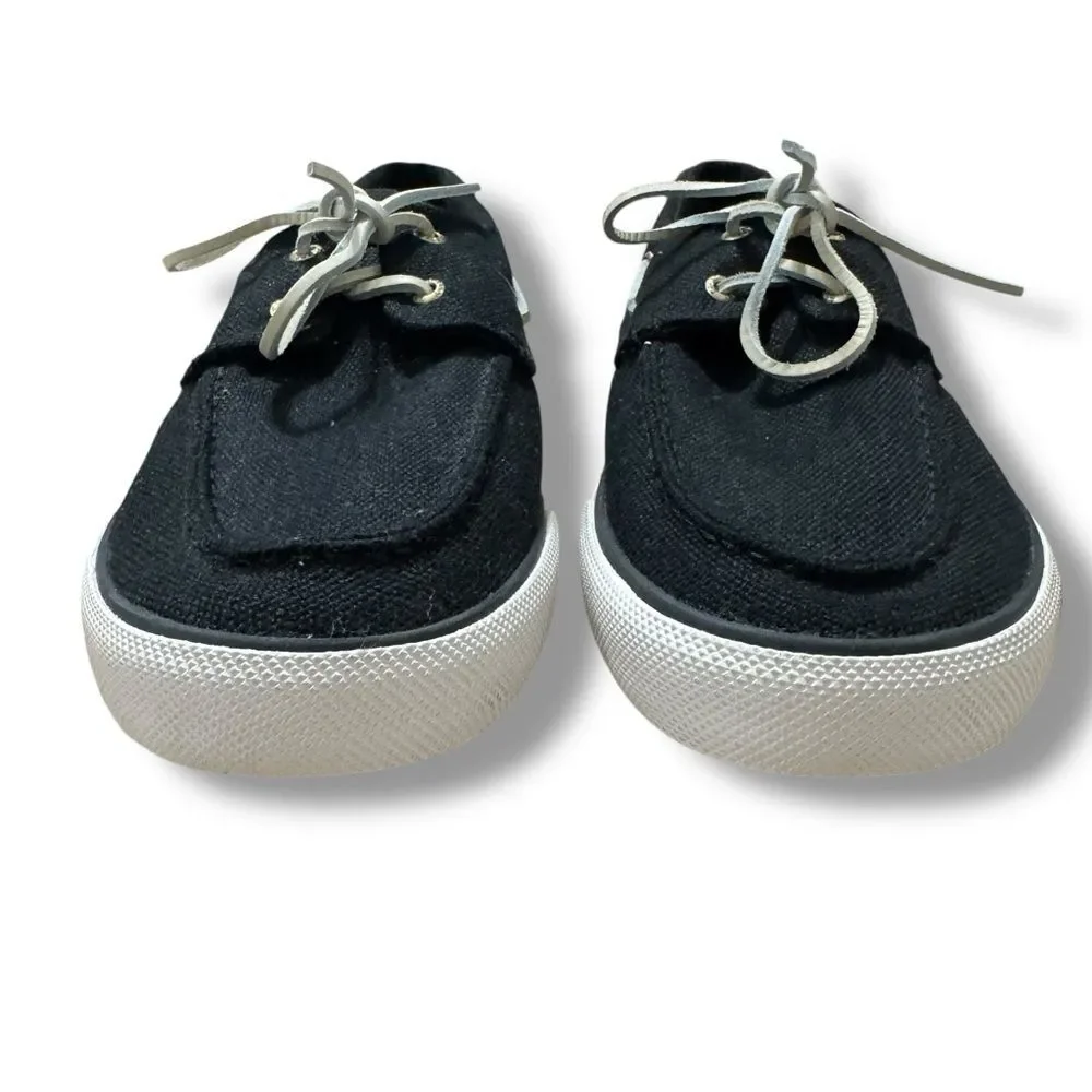 Sperry SeaCycled Bahama II Baja Sneakers 13 Black Canvas Coastal Casual Style